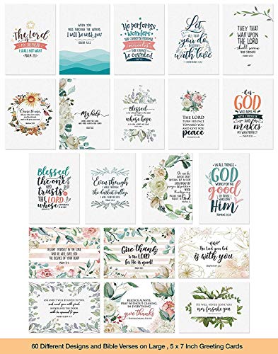 Dessie 60 Unique Bible Verse Cards With Envelopes and Gold Seals. Scripture Cards With 60 Different Designs and Inspirational Bible Verses. Christian Greeting Cards Assortment.