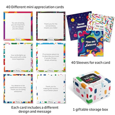 Dessie You Are Awesome Cards - 40 Unique Mini Encouragement Cards w/Inspirational Messages.