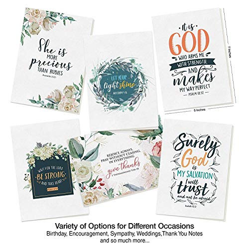 Dessie 60 Unique Bible Verse Cards With Envelopes and Gold Seals. Scripture Cards With 60 Different Designs and Inspirational Bible Verses. Christian Greeting Cards Assortment.