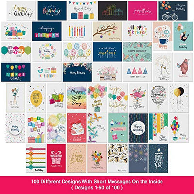 Dessie 100 Unique Birthday Cards Assortment with Greetings Inside