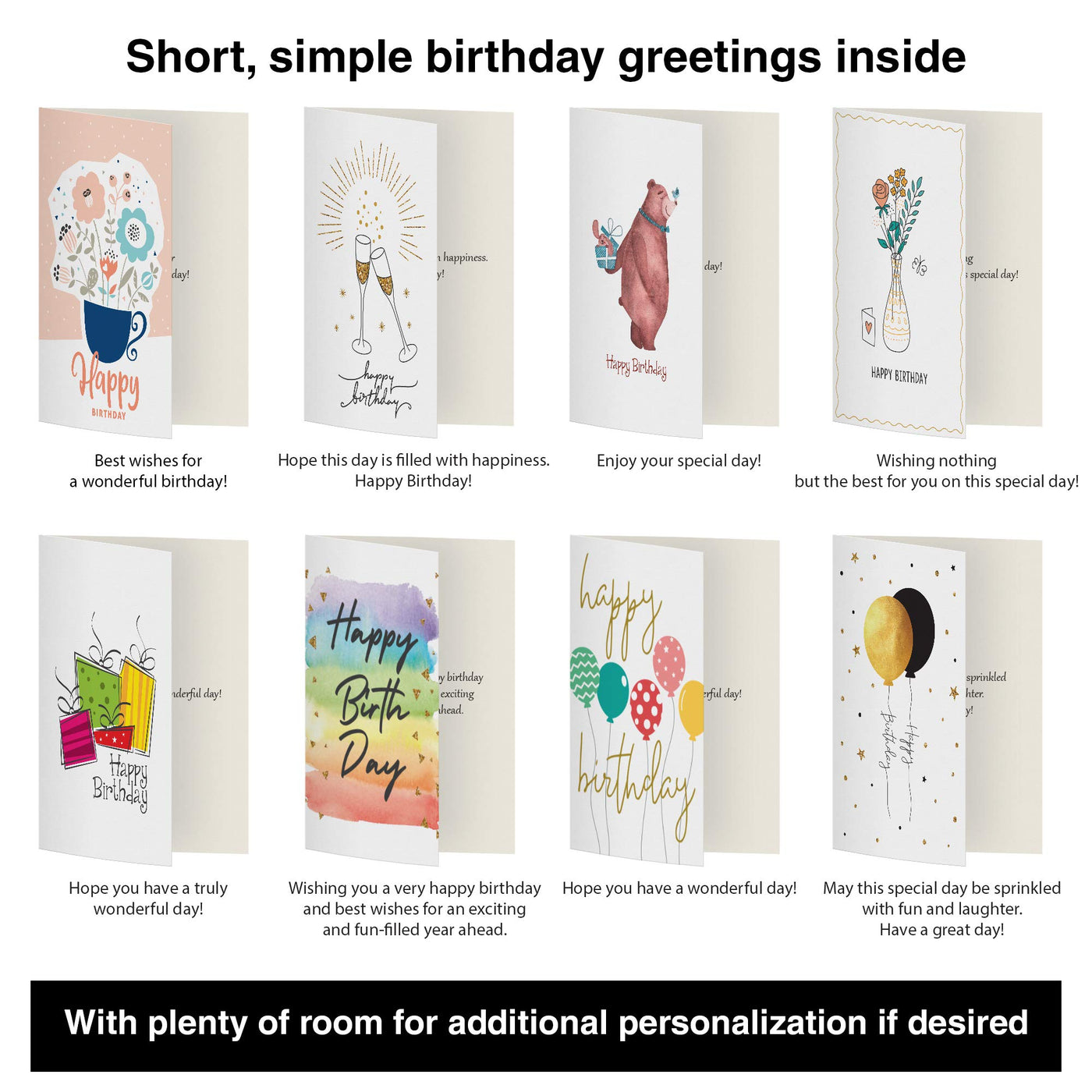 Dessie 100 Unique Birthday Cards Assortment with Greetings Inside