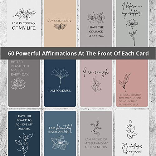 Dessie Affirmation Cards For Women With Thought-provoking Questions. 60 Unique Earth Tone Affirmations Cards With 100+ Empowering Questions. Meditation Cards, Spiritual Gifts For Women.