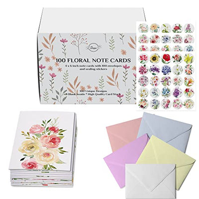 Dessie 48 Thank You Cards Bulk – Blank Thank You Notes with Envelopes, Sealing Stickers and Complimentary Silver Stylus Pen