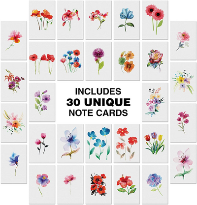 Dessie 30 Floral Watercolor Blank Cards With Envelopes