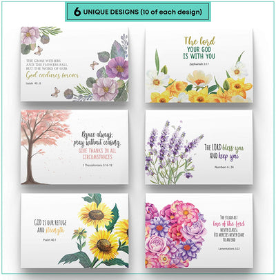 Dessie® 60 Inspirational Christian Cards with Uplifting Verses and Designs, 4” x 6”